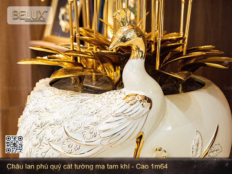 Chậu Lan Phú Quý Cát Tường Mạ Tam Khí Cao 1m64